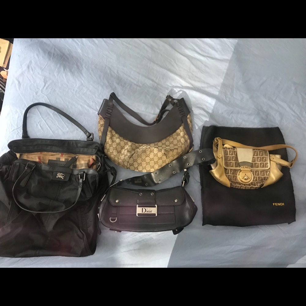 Authentic burberry, gucci, dior, fendi handbags